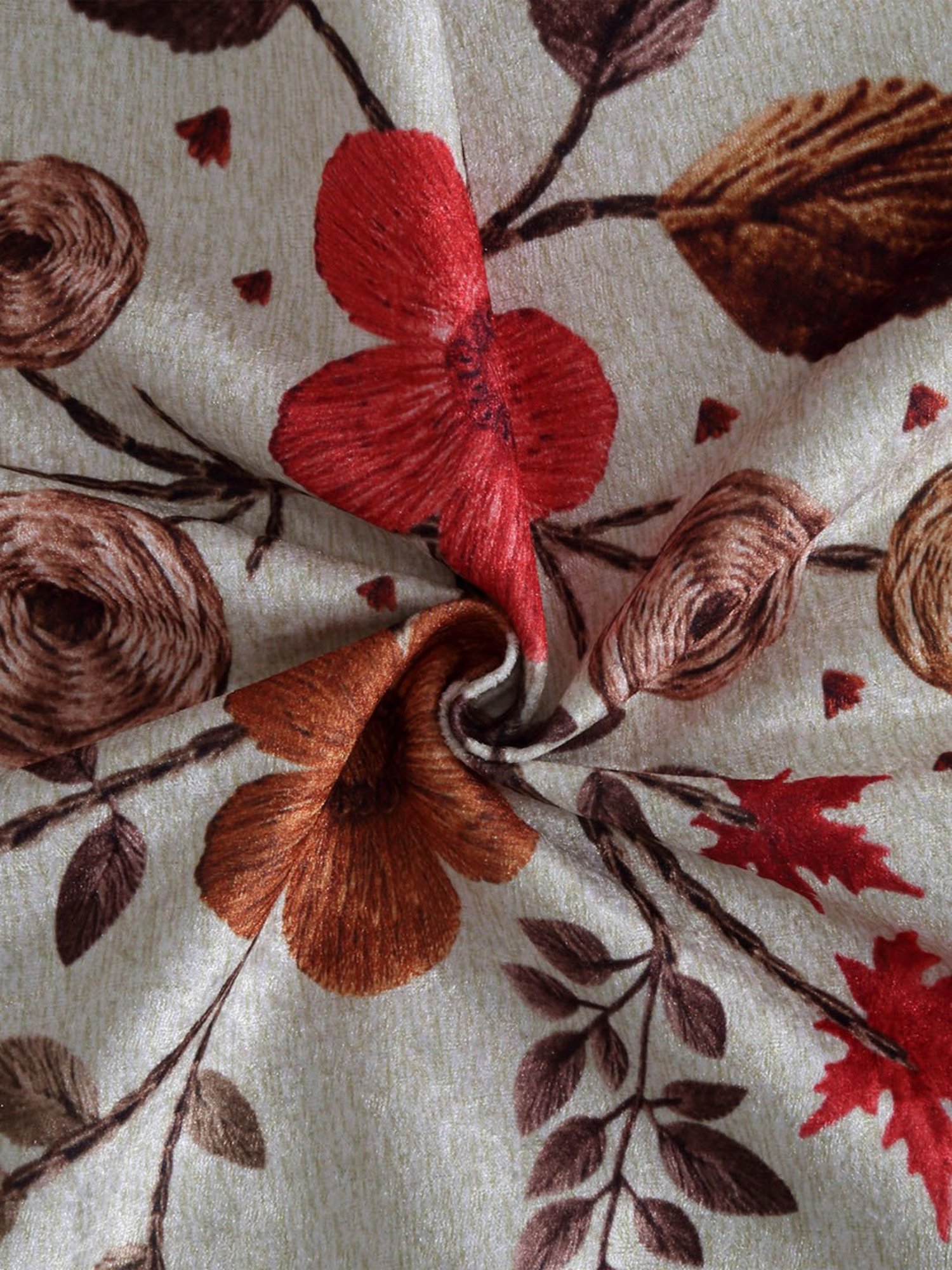 Romee Beige Polyester Floral Sofa Covers