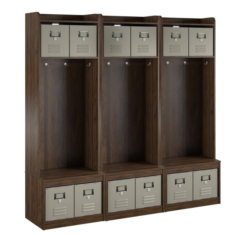 Set of 3 Journey Entryway Hall Tree with Storage Bench Walnut - Novogratz