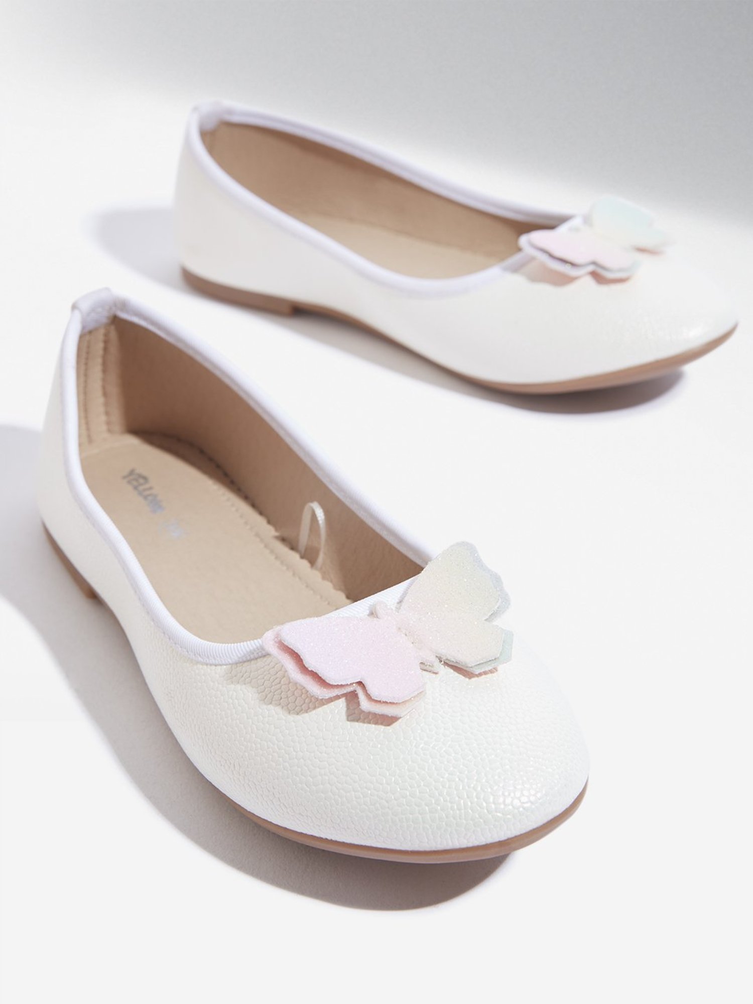 Yellow by Westside White Butterfly Applique Ballerina