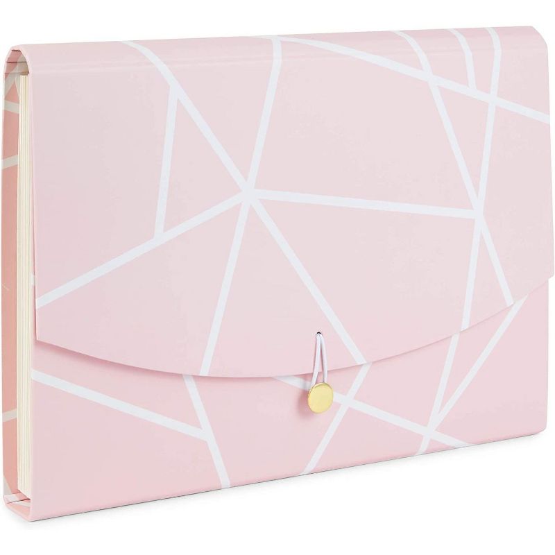 Paper Junkie Pink Geometric Expanding File Folder Organizer with 10 Pockets (Letter Size)