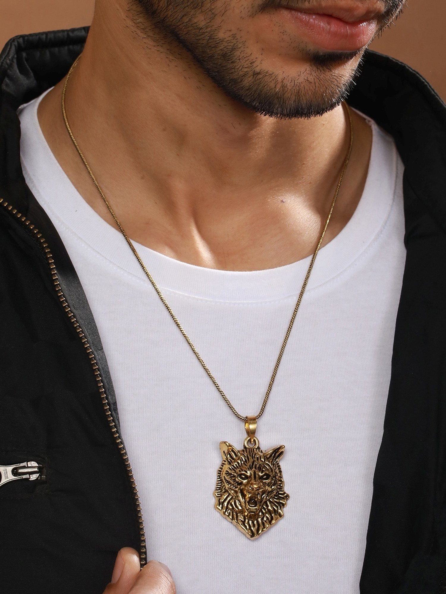 Bold by Priyaasi Roaring Lion Black Casual Pendant With Chain for Men