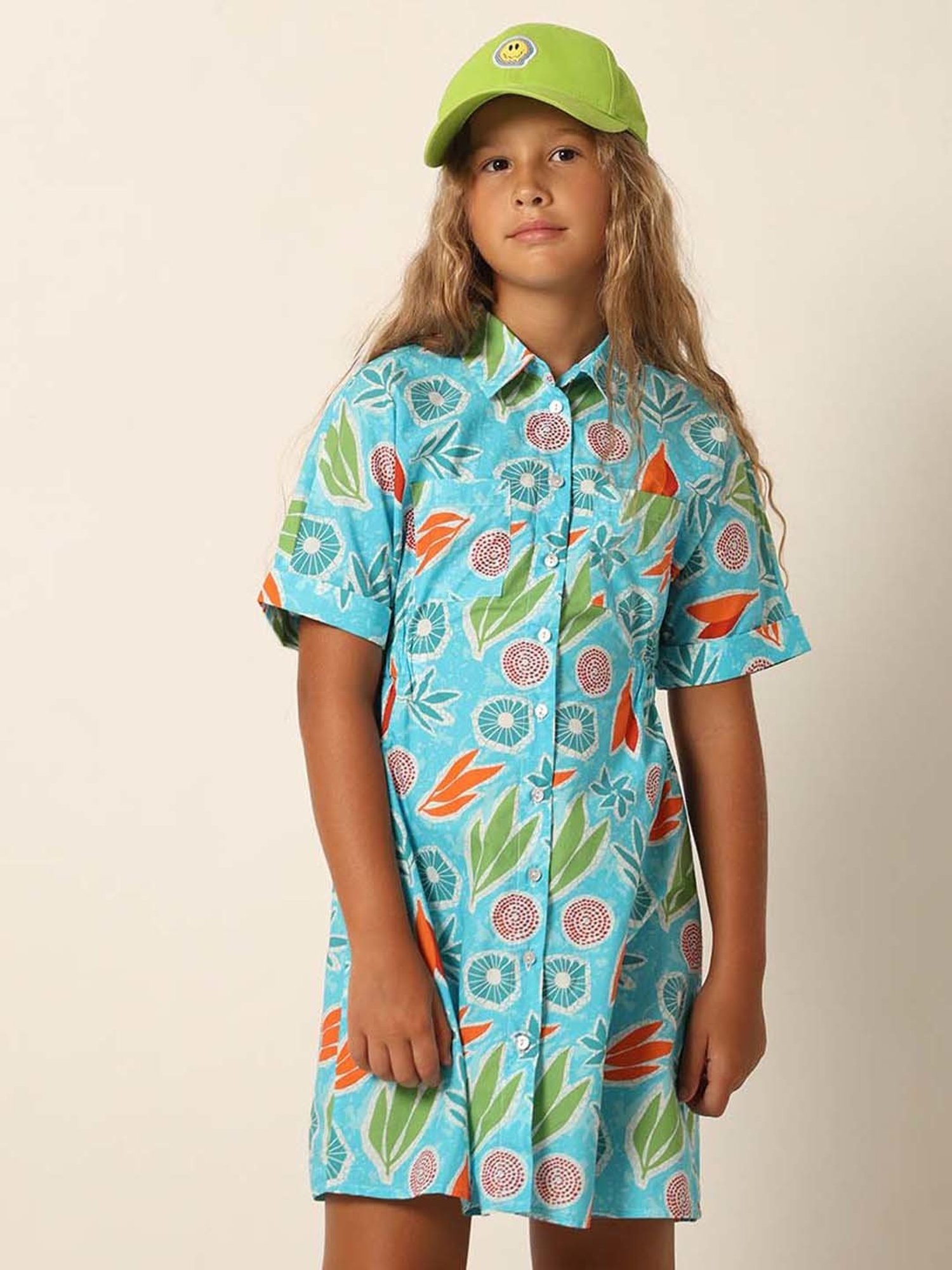 VERO MODA GIRL Blue Cotton Printed Dress