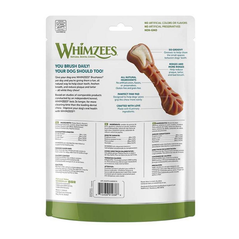 WHIMZEES Brushzees Value Bag Large Dental Dog Treats - 21.2oz