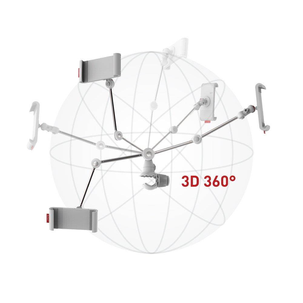 Barkan Tablet Mount Stand for Universal Tablets - White and Silver