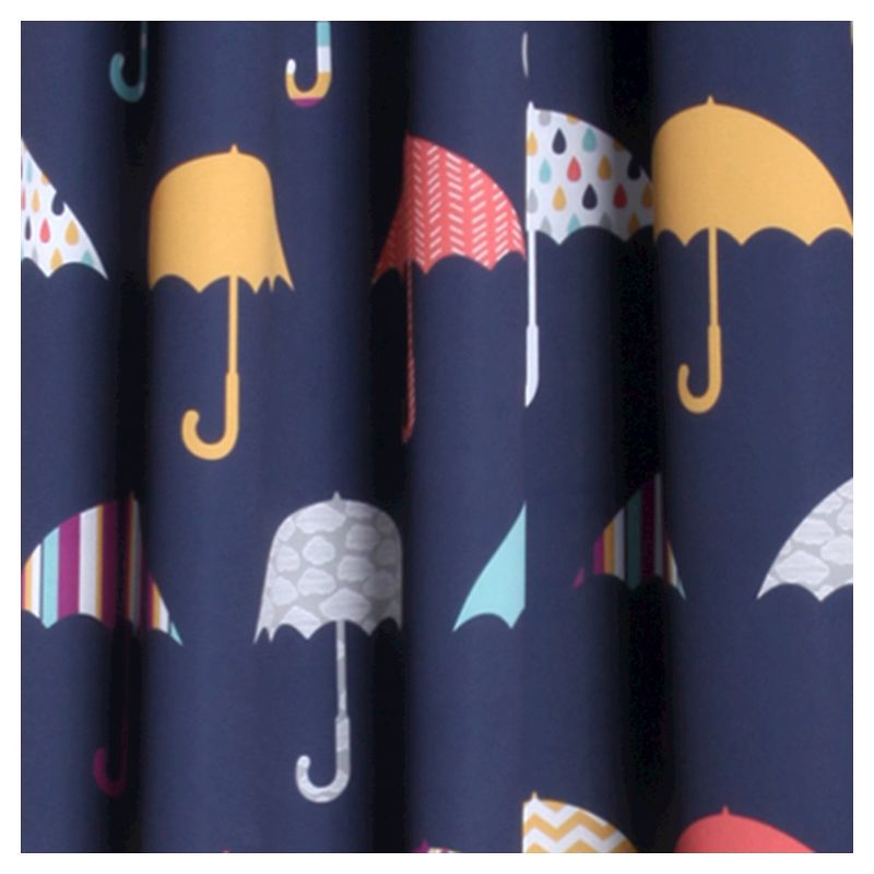 52"x84" Umbrella Room Darkening Window Curtain Set Navy - Lush Décor