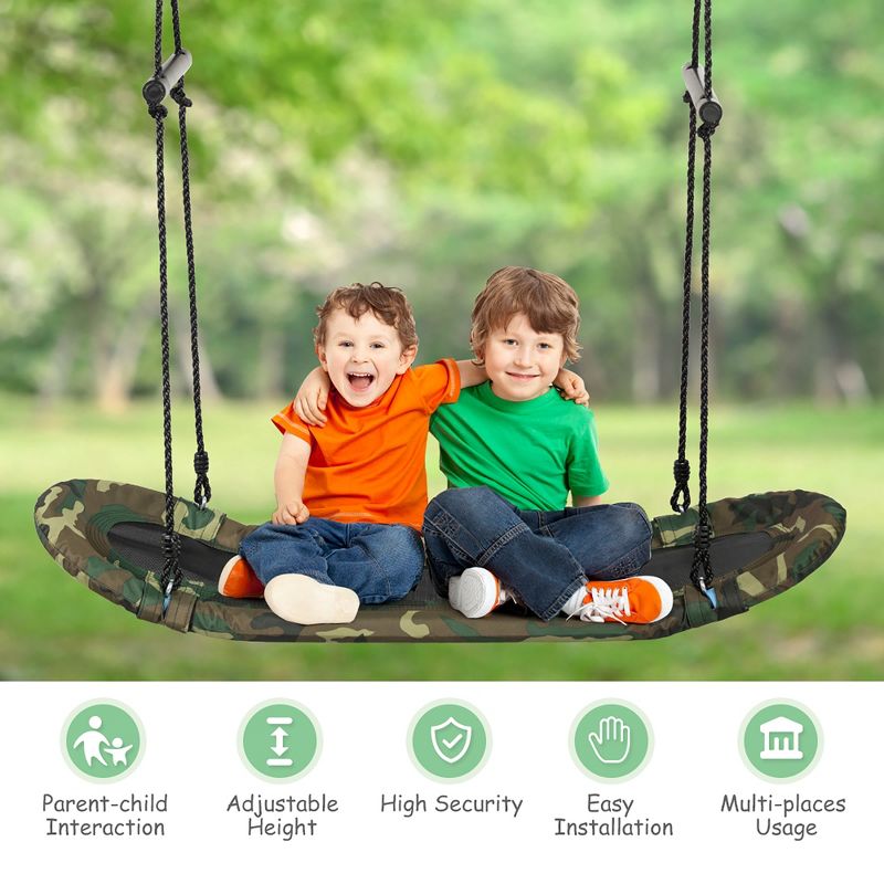 Costway Saucer Tree Swing Surf Kids Outdoor Adjustable Swing Set w/ Handle