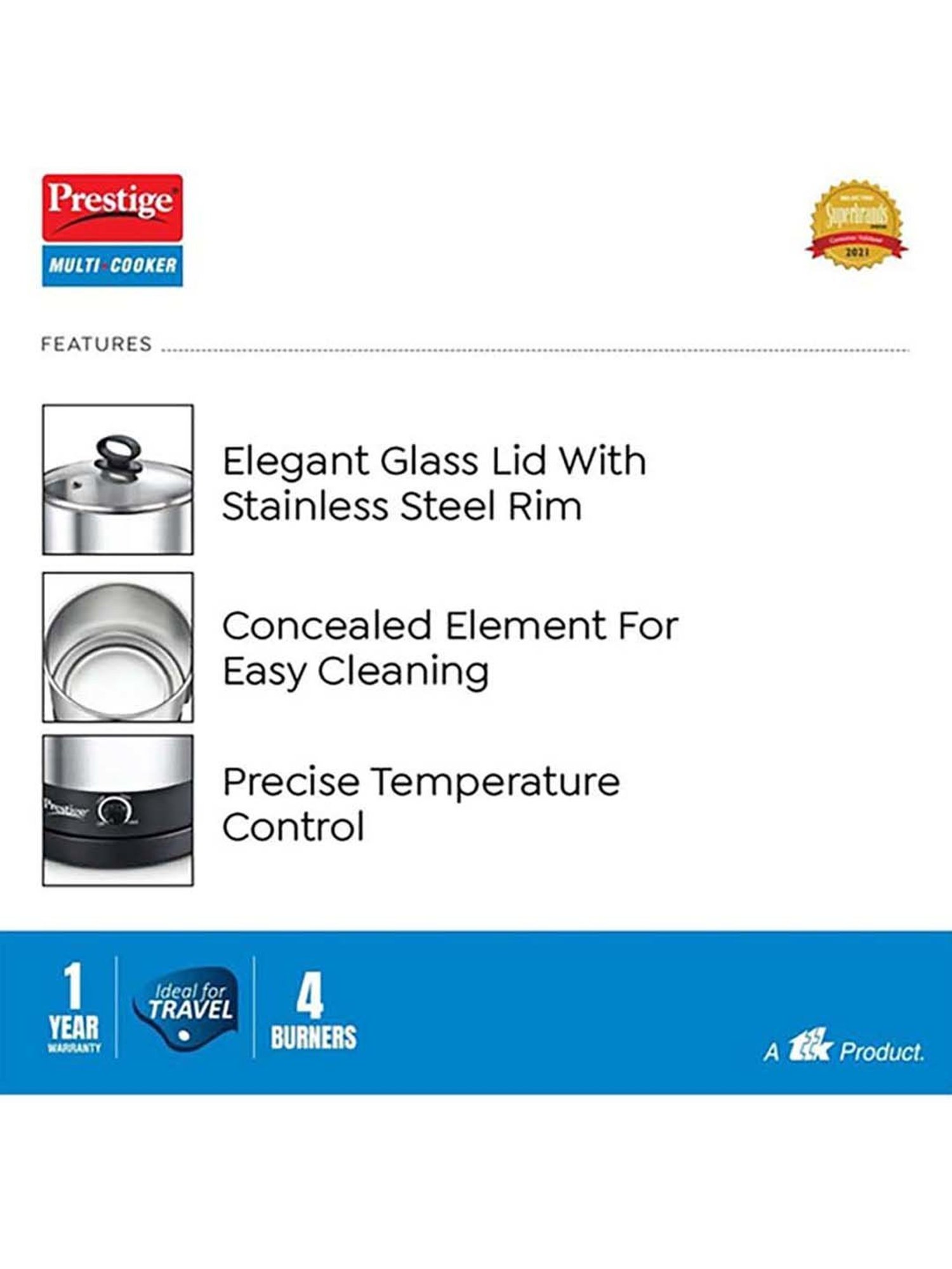 Pigeon Rice Cooker 700W, 1.8L with Single pot & Measuring Cup (Red)