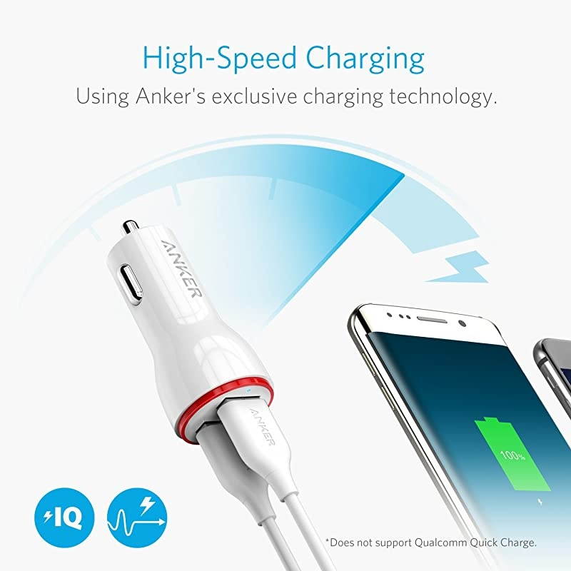 24W Dual USB Car Charger, PowerDrive 2 for iPhone X / 8/7 / 6s / Plus, iPad Pro/Air 2 / Mini, Note 5/4, LG, Nexus, HTC, and More
