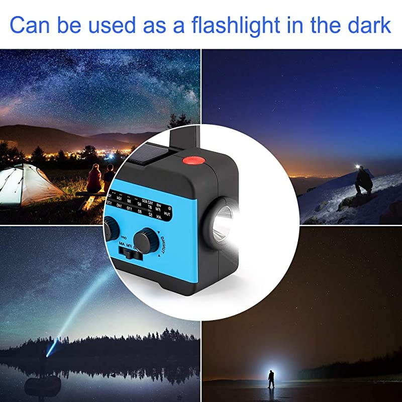 Solar Hand Crank NOAA Weather Radio, Emergency Radio with LED Flashlight and 2000mAh Portable Smart Phone Charger