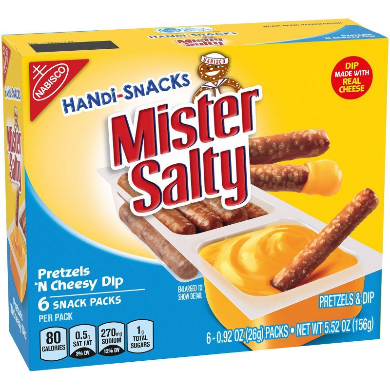 Handi-Snacks Mister Salty Pretzels 'N Cheese Dip - 6ct/0.92oz