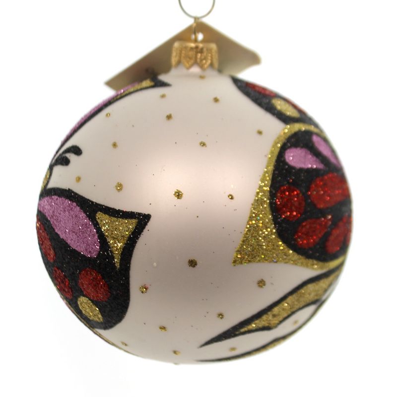 Christina's World Black/Red Butterfly Ornament Ball Glittered  -  Tree Ornaments