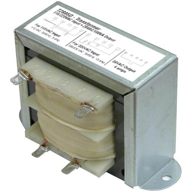 OPEN FRAME TRANSFORMER; 28VAC/100VA, 120VAC or 220VAC