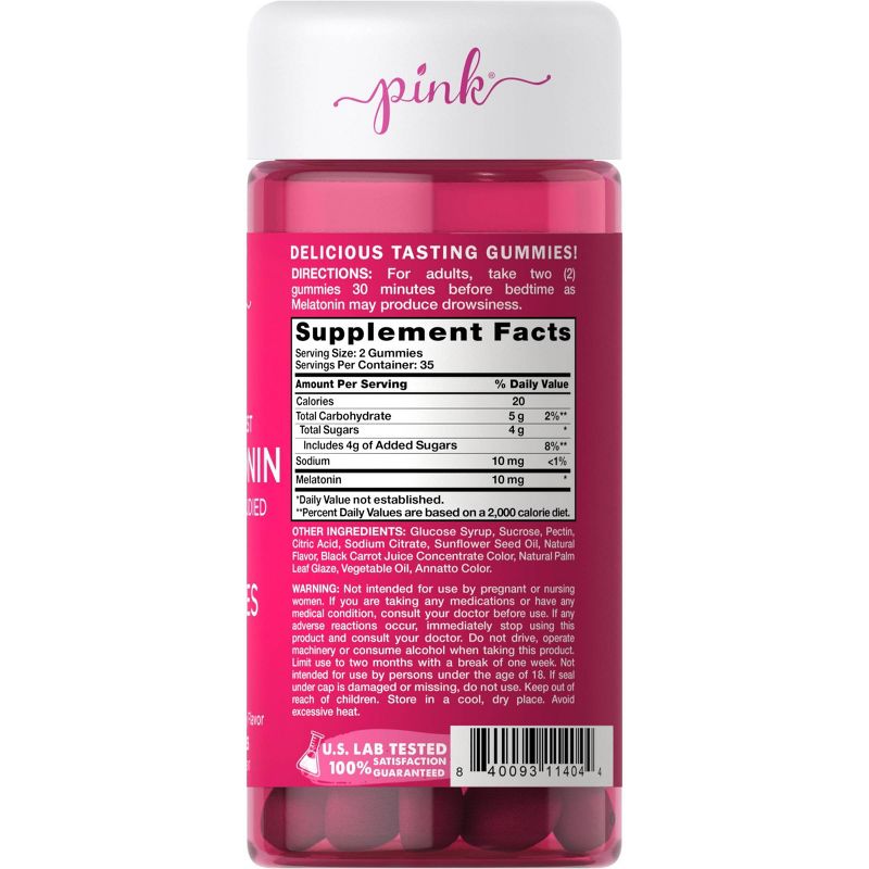 Pink Beauty Rest Melatonin Gummies - Natural Berry - 70ct