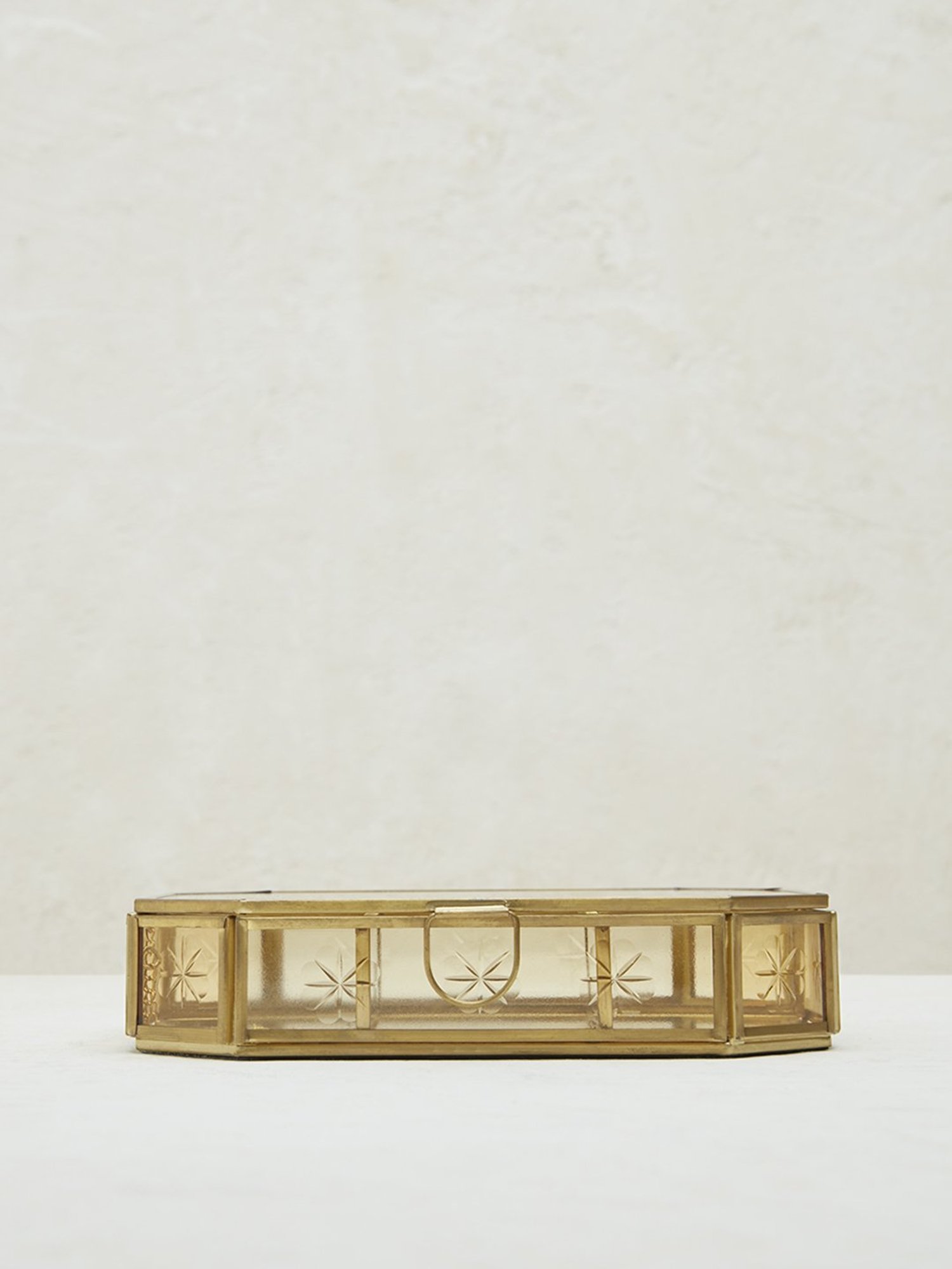 Westside Home Gold Glass Etched Jewellery Box