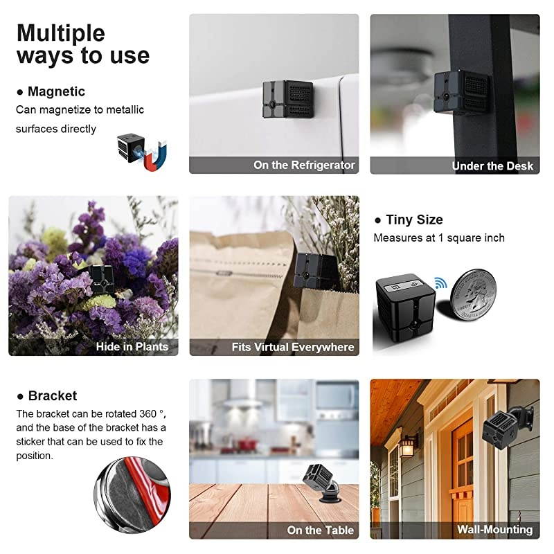 Mini Spy Camera WiFi 1080P HD Wireless Hidden Camera for Home Portable Small Security Cameras Body Camera with App Night Vision and Motion Detective Nanny Cam with 32GB MicroSD Card Class10
