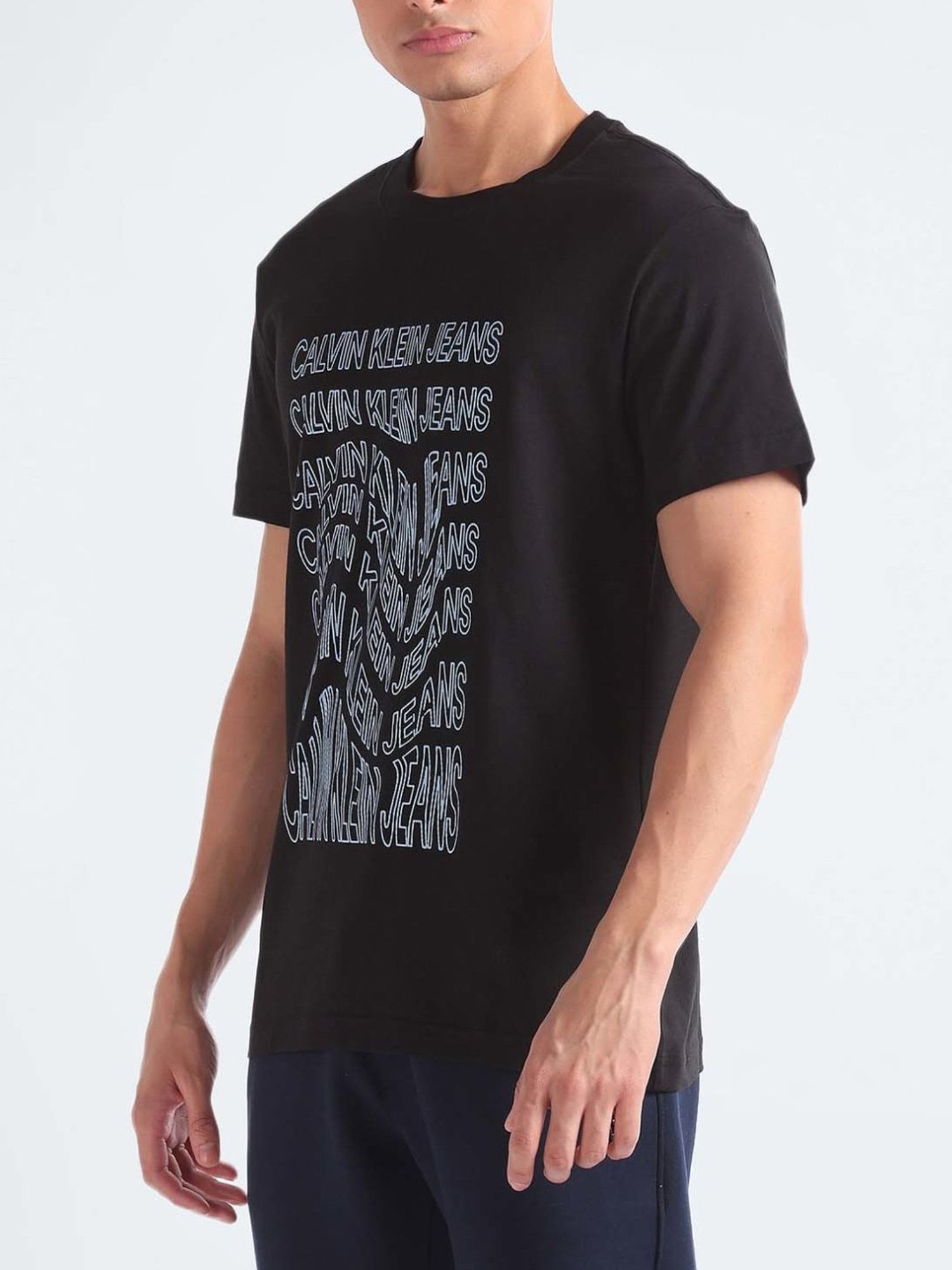 Calvin Klein Jeans Black Printed Regular Fit T-Shirt