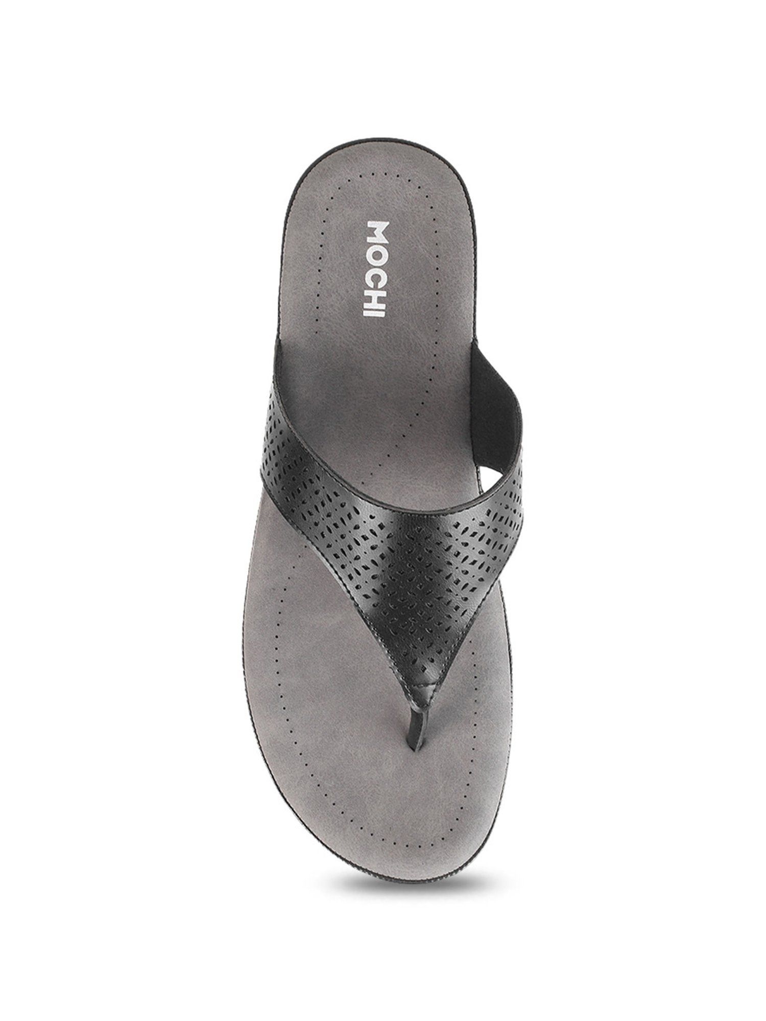 Mochi Women's Black Thong Wedges