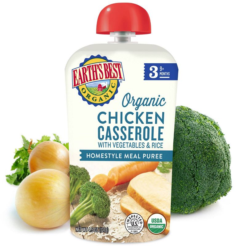 Earth's Best Organic Chicken Casserole with Vegetables and Rice Baby Food Pouch - 4.5oz