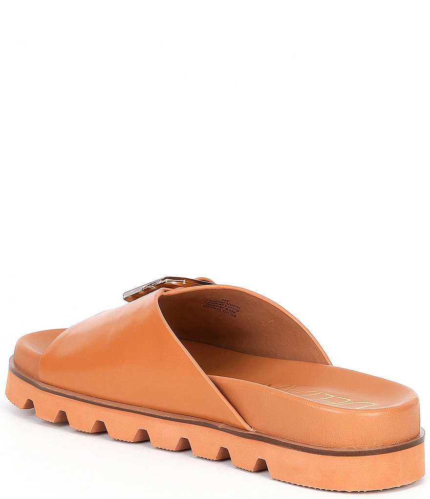 Deltan Benson Leather Buckle Lug Sole Slides