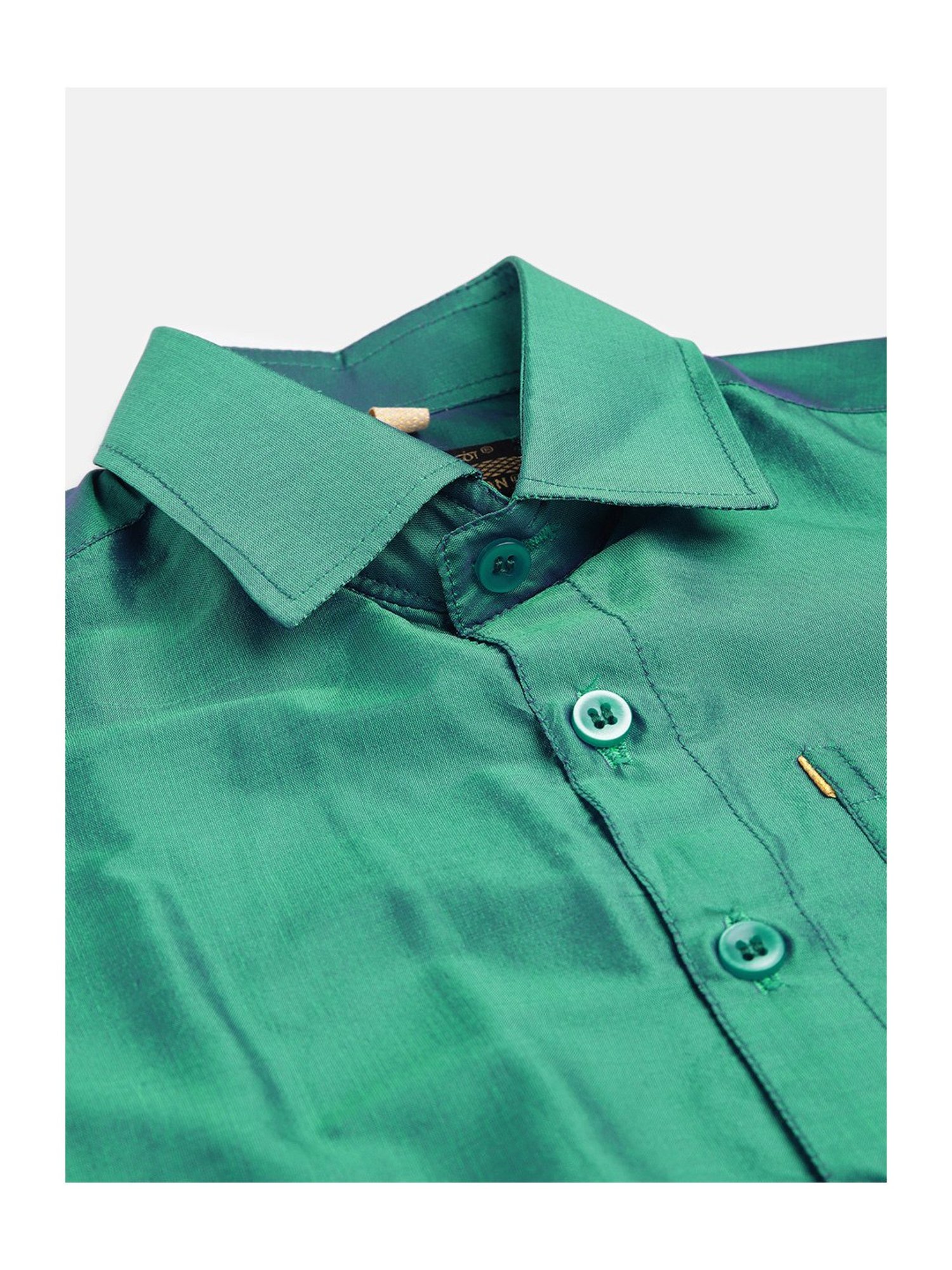 THANGAMAGAN Kids Green Solid Lining Shirt