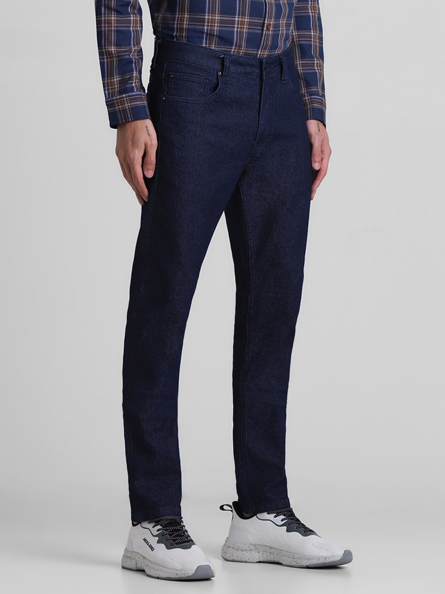 Jack & Jones Dark Blue Denim Cotton Skinny Fit Jeans