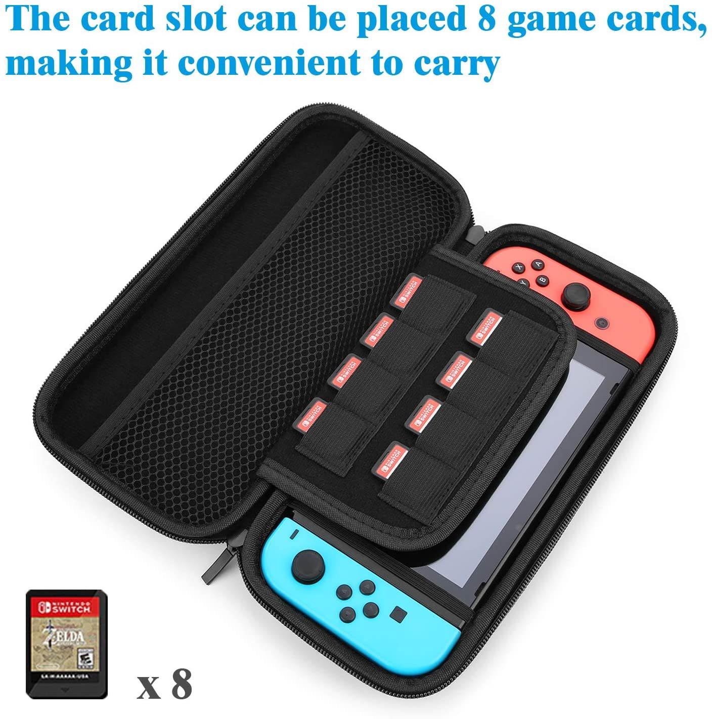 HEYSTOP Switch Carrying Case for Nintendo Switch Case with Screen Protector, 9 in 1 Nintendo Switch Accessories Kit and 6 Pcs Thumb Grip, Nintendo Switch Protective Case