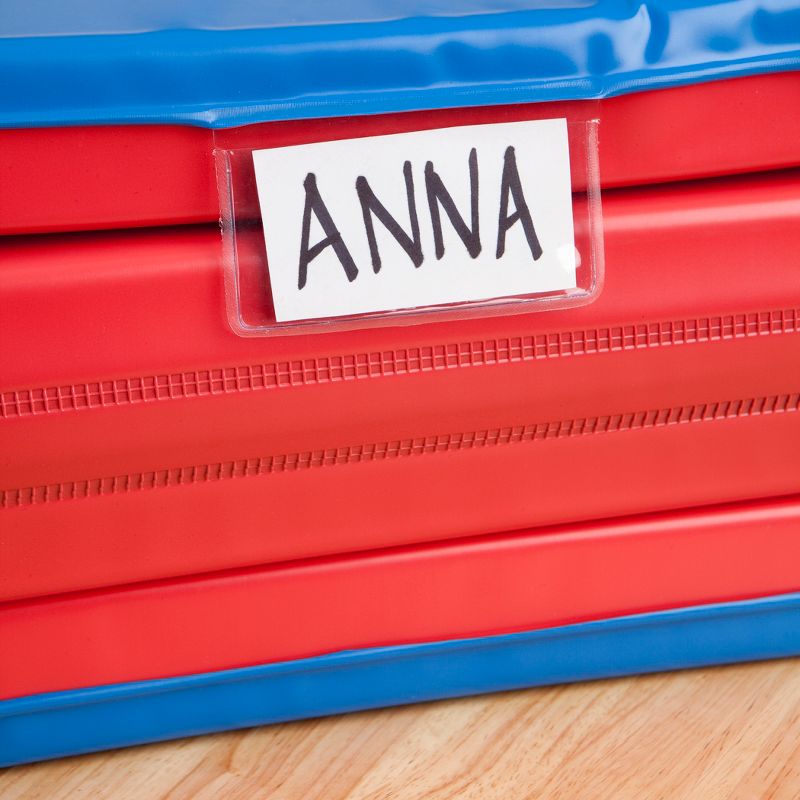 ECR4Kids Premium 3-Fold Daycare Rest Mat with Name Tag Holder, 1in Thick, 5-Pack - Red/Blue