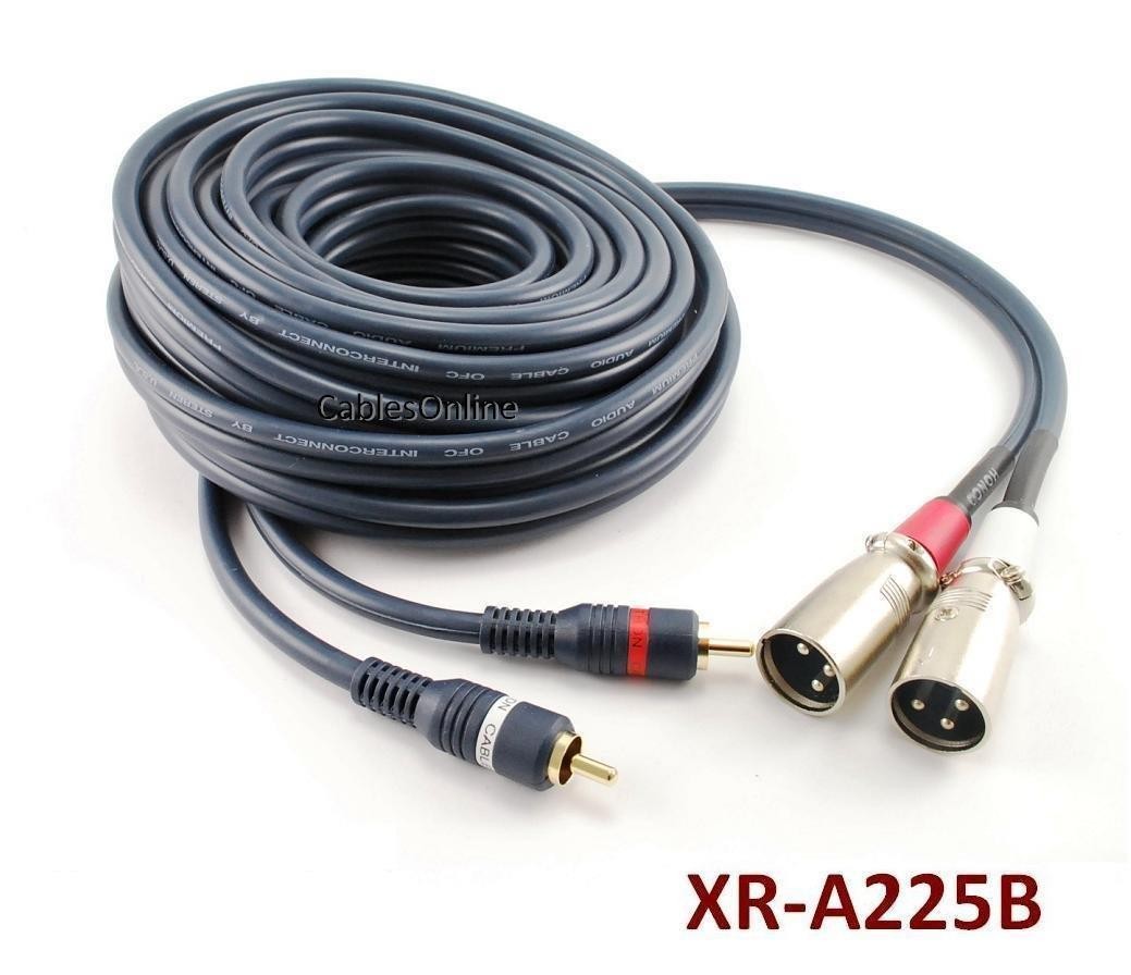 CablesOnline 25ft Dual XLR 3C Male to 2-RCA Male Professional Grade Stereo Audio Cable (XR-A225B)