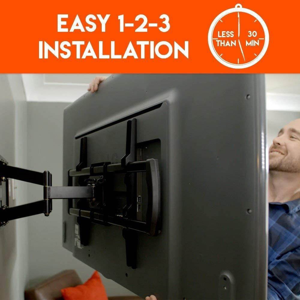 ECHOGEAR Full Motion Articulating TV Wall Mount Bracket Most 37-70 inch LED, LCD, OLED Plasma Flat Screen TVs w/VESA Patterns up to 600 x 400-16" Extension - EGLF1-BK