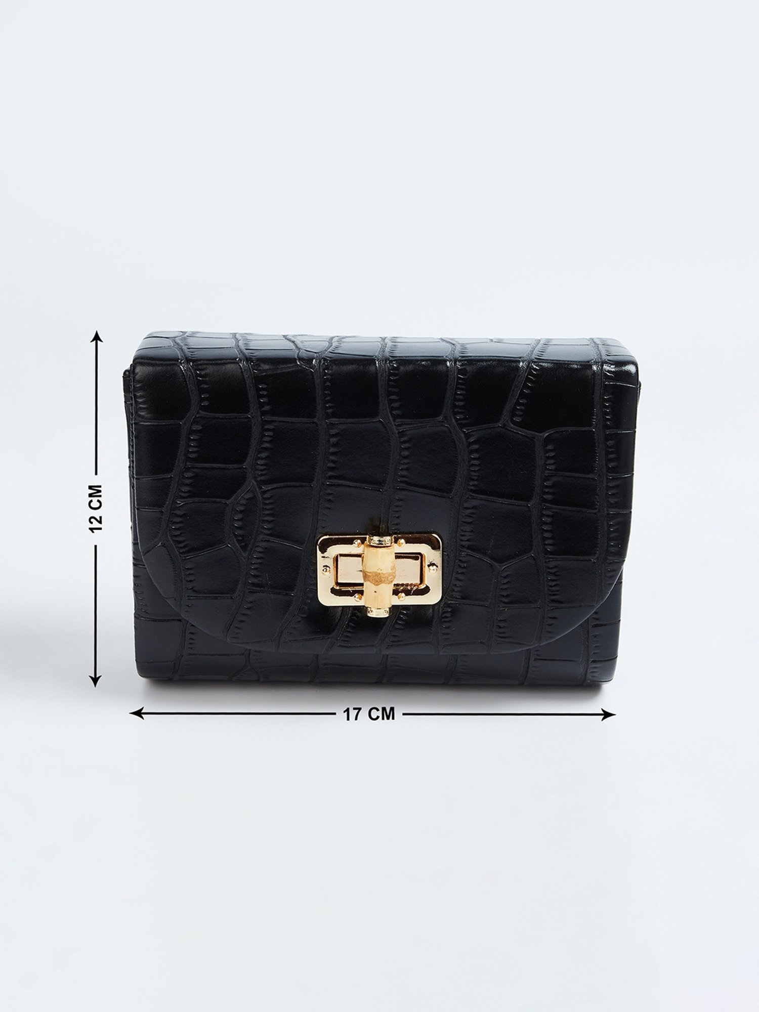 Code by Lifestyle Black Textured Sling Handbag