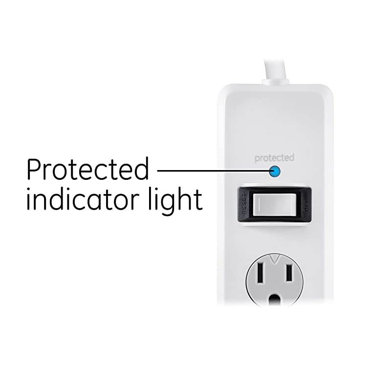 6 Outlet Sur Protector 15 Ft Extension Cord Power Strip 800 Joules Flat Plug TwisttoClose Safety Covers White 50768