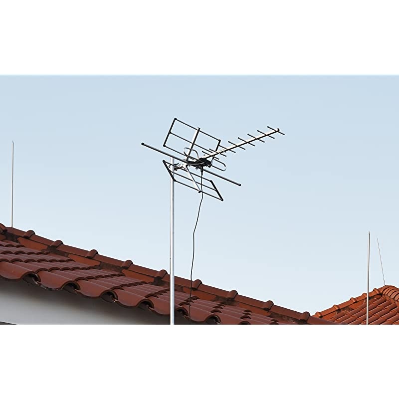 Digital Amplified Outdoor HDTV Antenna - 120 Miles Range - Built-in Amplifier - Performance in UHF/VHF - 40 feet RG6 Coax Cable - Tools Free Installation