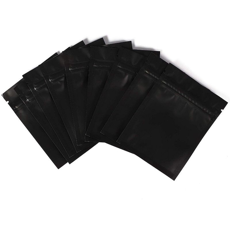 Juvale 100 Pieces Resealable Smell Proof Bags Foil Pouch Bags, Flat Reclosable Bags for Daily Life or Party Supplies, Black 2.9" x 3.8"