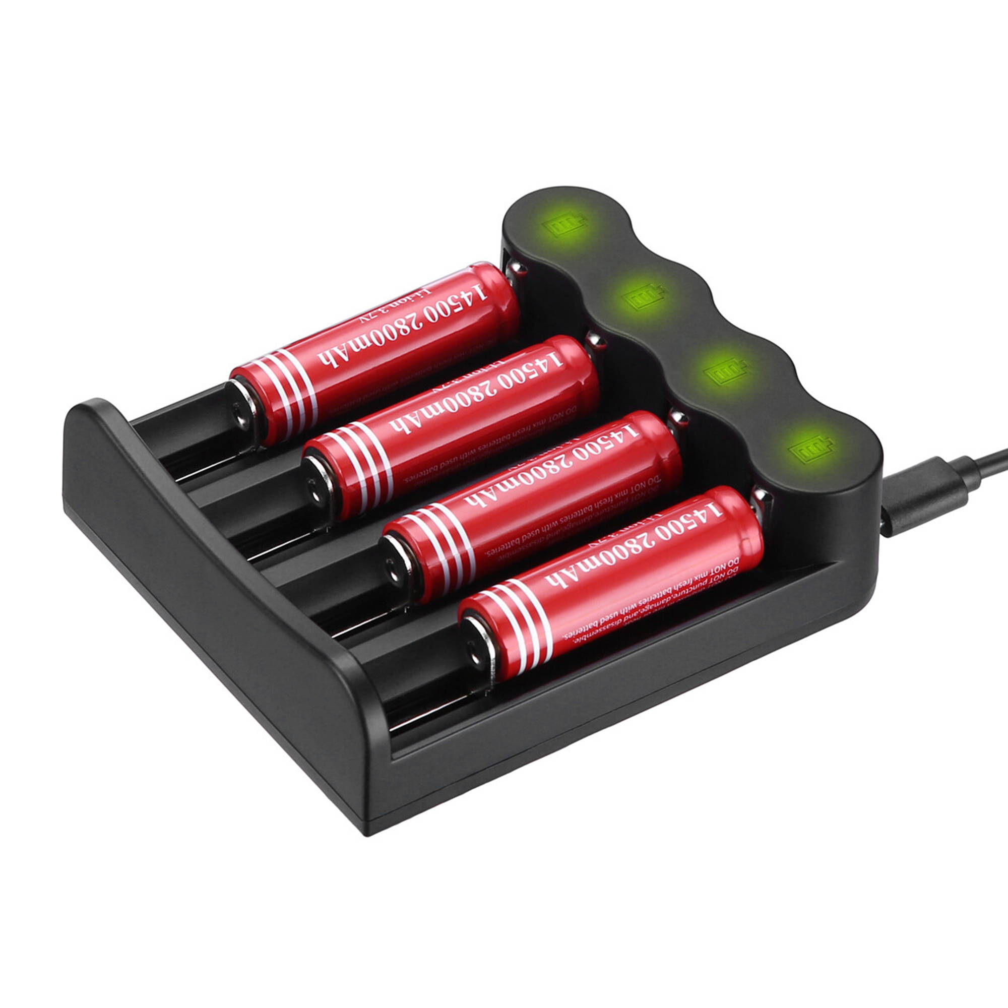 4 piece 2800mAh 14500 3.7V Li-ion Rechargeable Batteries for Torch Camera Flashlight