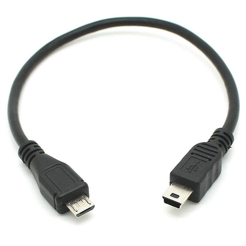 Micro USB Male to Mini USB Male Mobile Device Adapter Cable Data Charger Cable Leader Connector - Black