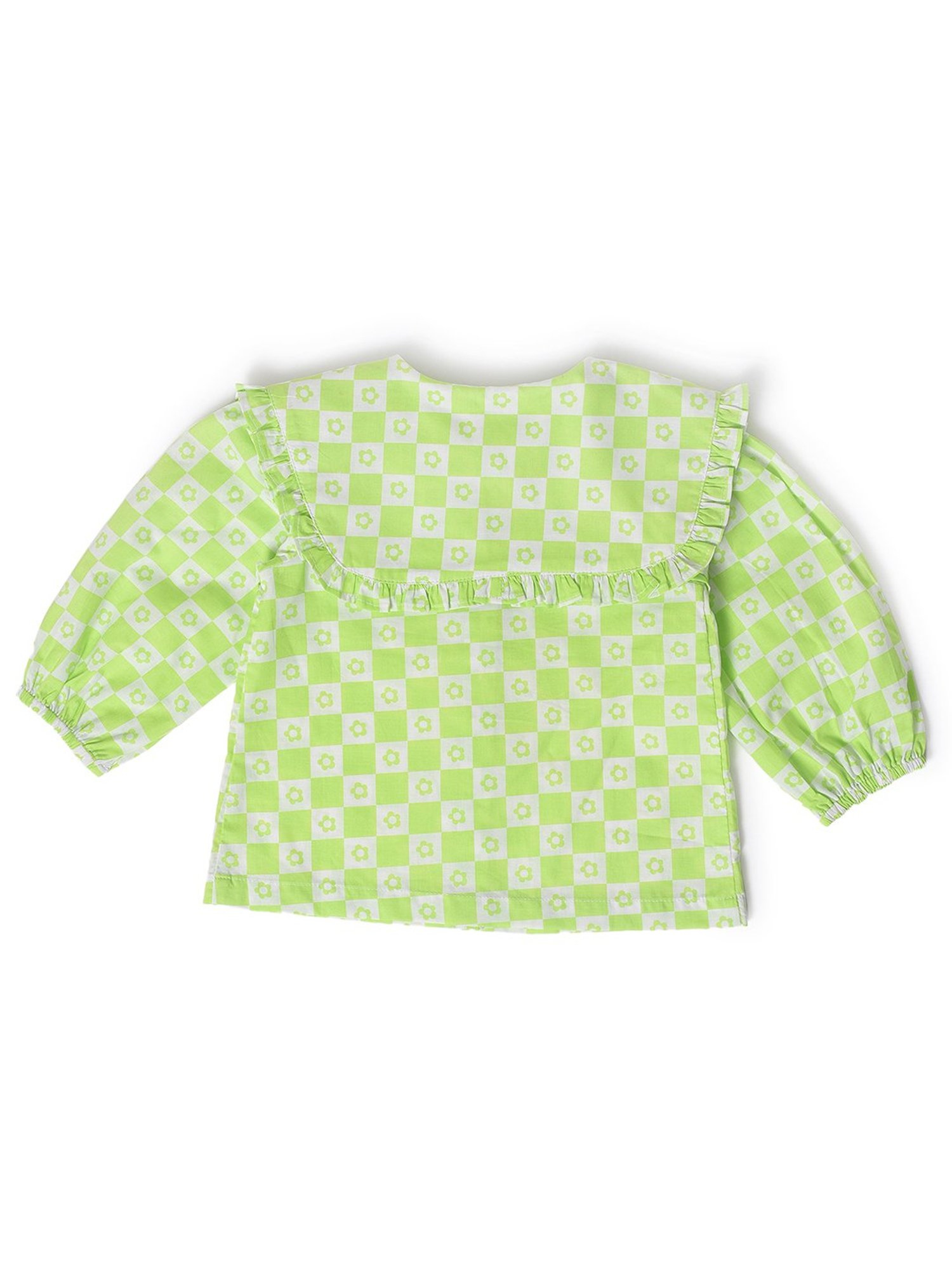 MiArcus Kids Green & White Printed Full Sleeves Top
