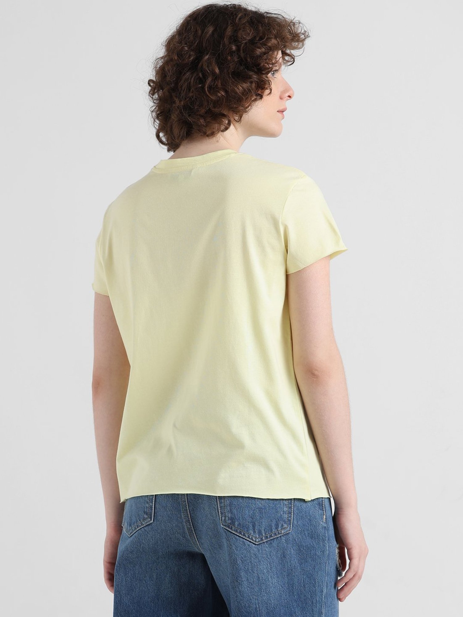 Only Yellow Printed T-Shirt
