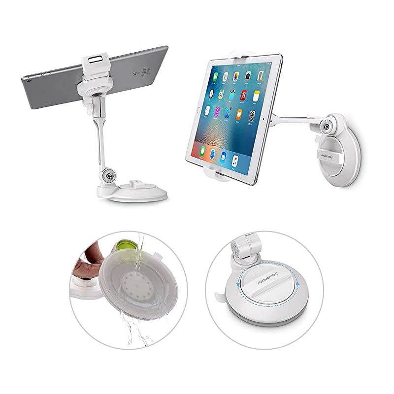 Tight iPad Suction Cup Holder Fits 411 Display Swivel Sticky Tablet Phone Stand Pad to Mount Smartphone iPhone 5 6 7 iPad Mini Cell on Smooth Surface Desk Countertop Mirror Car Truck Window