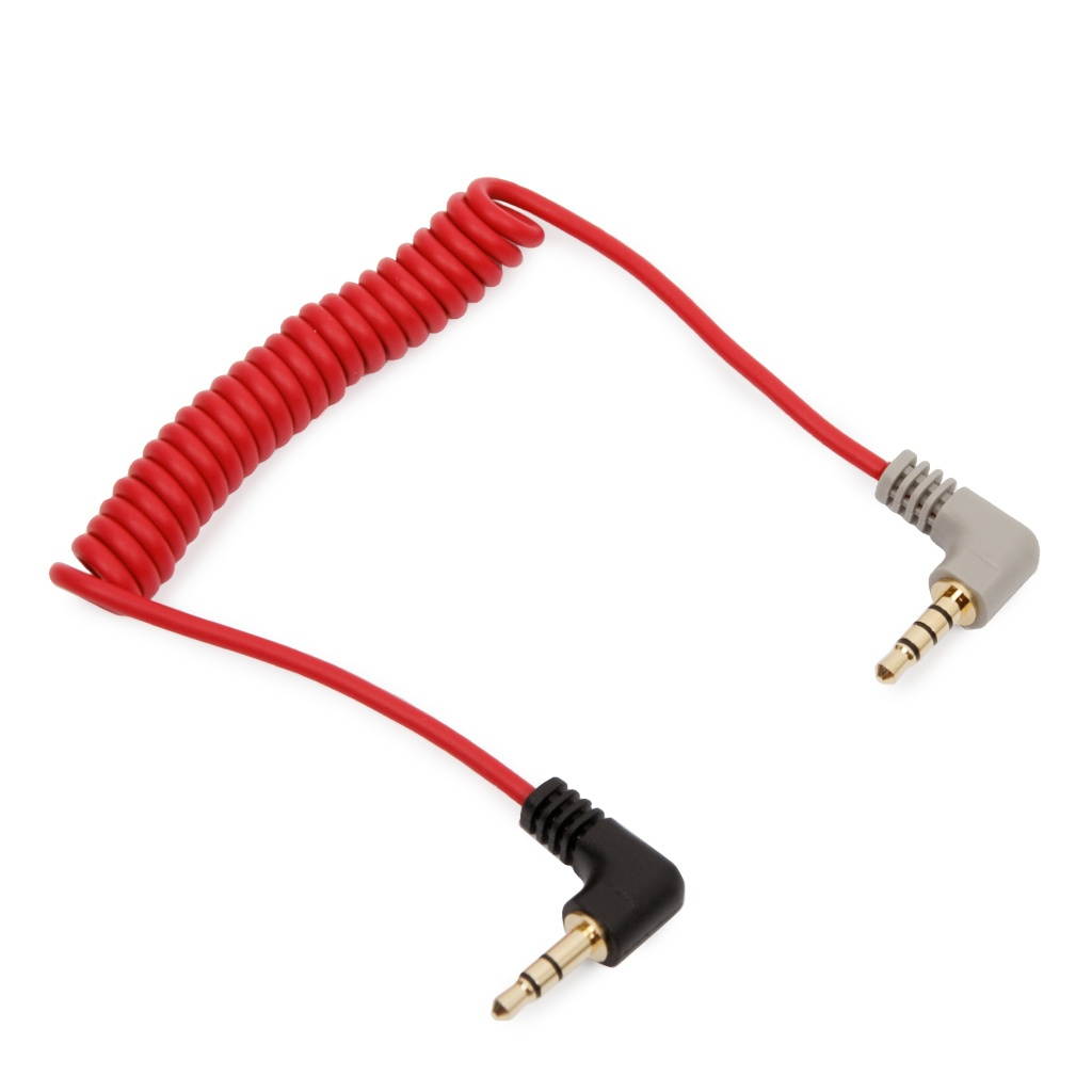 REYTID Replacement Coiled SC7 Cable Compatible with Rode iOS Patch - TRRS to TRS - Microphone / Audio / Lavalier to Smartphone Wire 3.5mm 40cm 15" 0.4m