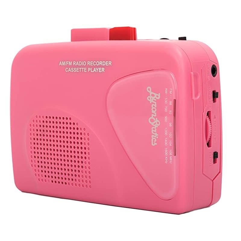 Walkman Cassette Player Portable Cassette Players Recorders Am FM Radio Lightweight Builtin Speaker USB Power Supply or 2 AA Batteries Automatic Stop System Protect Cassette Tape Pink