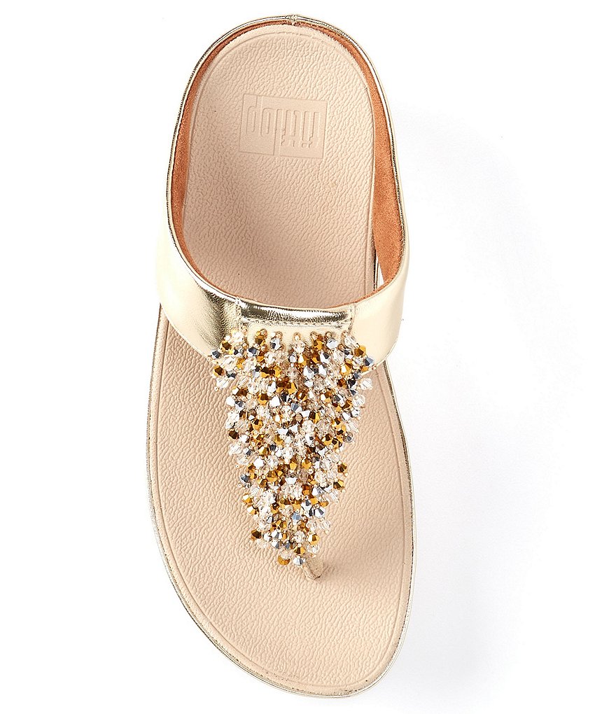 FitFlop Rumba Beaded Fringe Detail Toe-Post Wedge Sandals