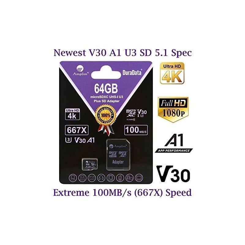 64GB Micro SD Card Plus Adapter Pack  64 GB MicroSD SDXC Class 10 Pro U3 A1 V30 Extreme Speed 100MBs UHSI UHS1 TF XC MicroSDXC Memory Card for Cell Phone Nintendo Galaxy Fire Gopro