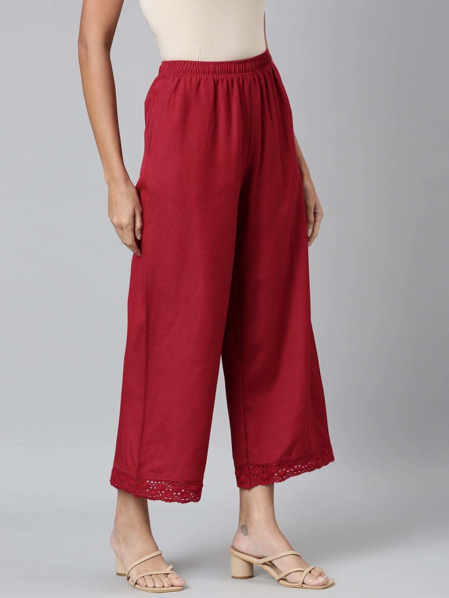 Go Colors! Maroon Linen Palazzos