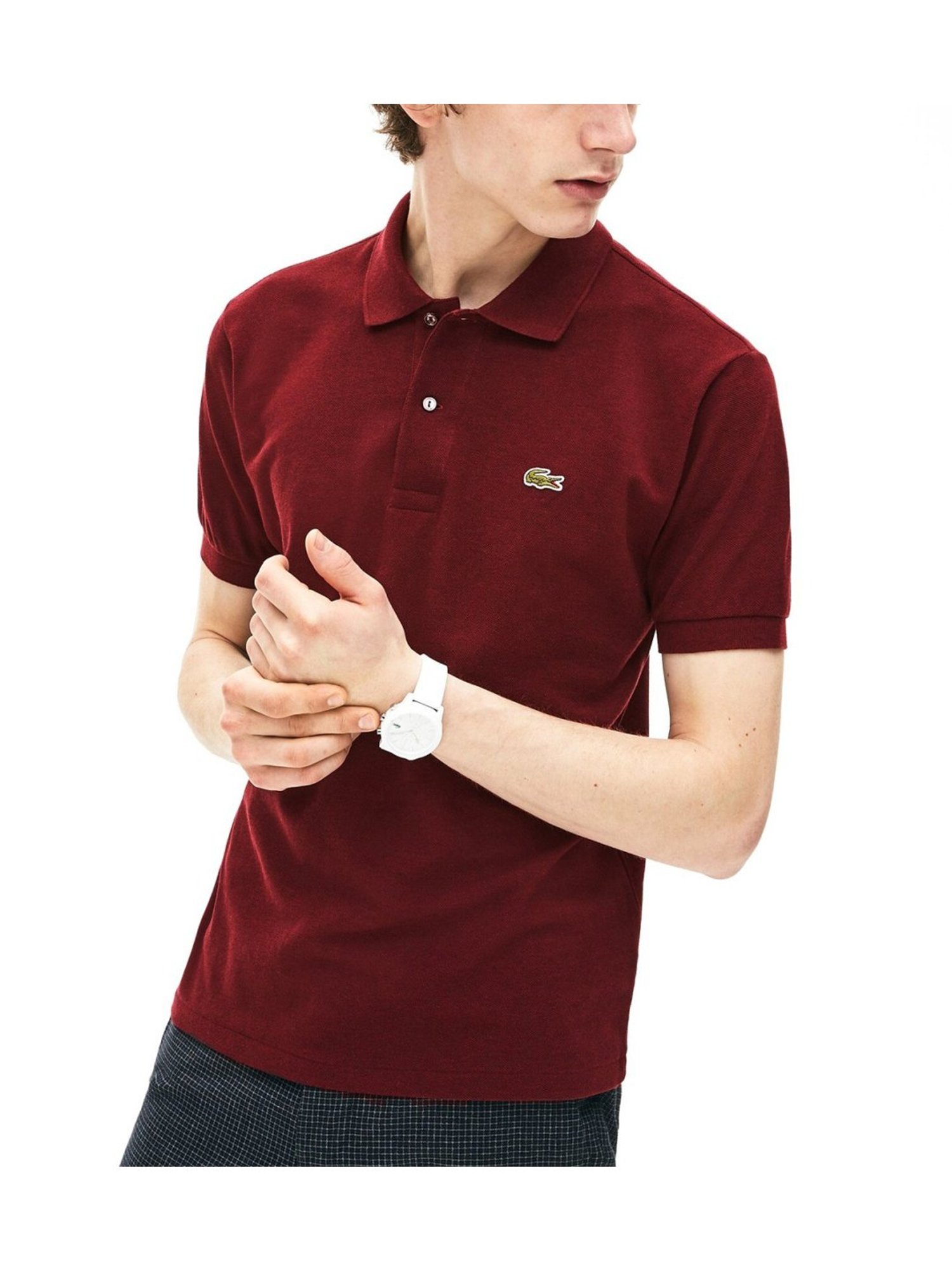 Lacoste Maroon Boxy Fit Marl L.12.12 Polo T-Shirt