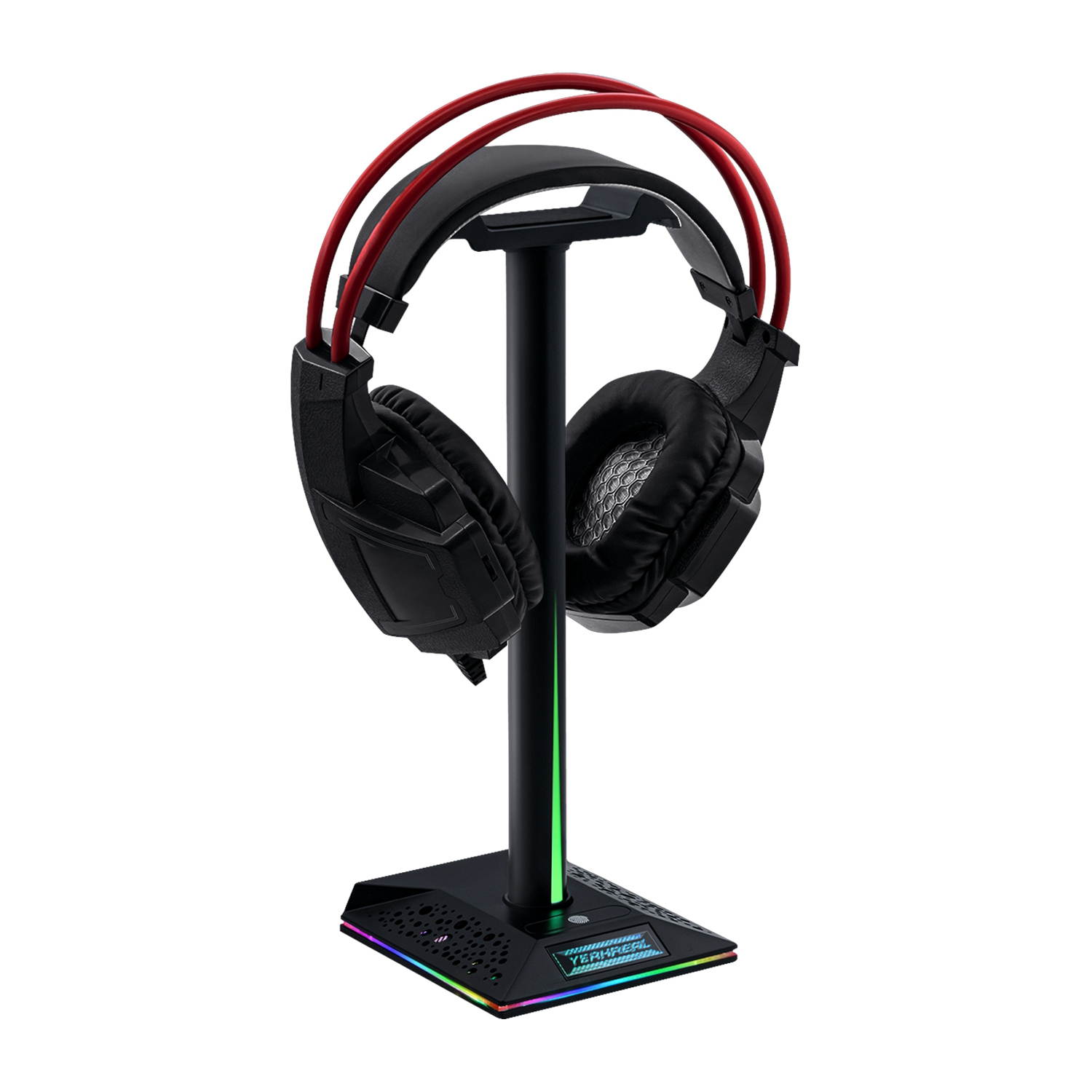 RGB Headphone Stand With 2 USB 2.0 Hub and 3.5mm Port for PC