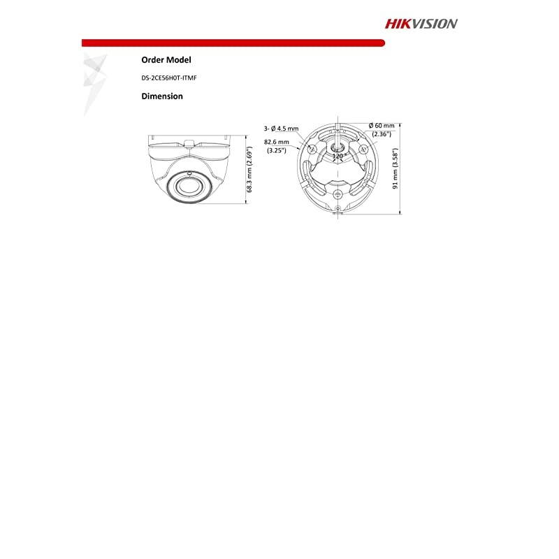 5MP 4in1 Turbo HD IR IP67 Rated OutdoorIndoor Use MiniDome Camera DS2CE56H0TITMF with 28mm Fixed Lens Only Compatible with 4MP5MP TVI DVR