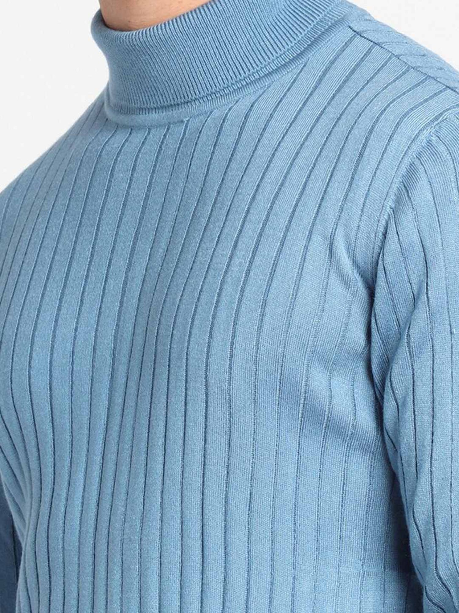 Forever 21 Blue Regular Fit Self Pattern Sweater