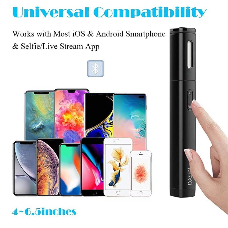 Stick Bluetooth Compact Cell Phone Stick Android Mini Stick with Light Wireless for iPhone 11 Pro Max 6 7 8 Plus Galaxy S8 Plus Note 9 10 and More Black