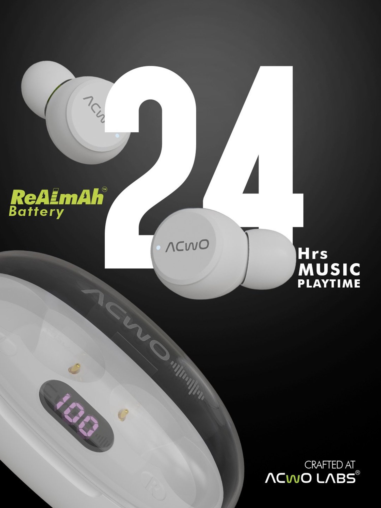 ACwO DwOTS Trans In Ear Bluetooth Earbuds with 35 Hours Playtime (Ivory-White, True Wireless)