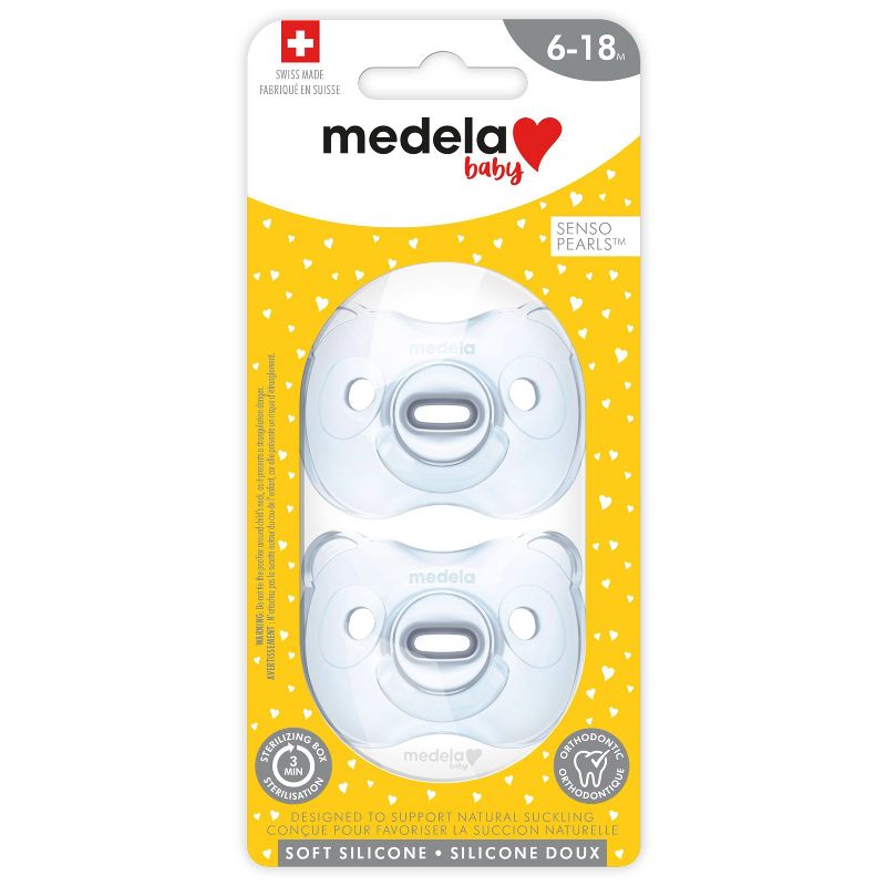 Medela Baby Soft Silicone Pacifier - Blue/Transparent 6-18 Months 2pk